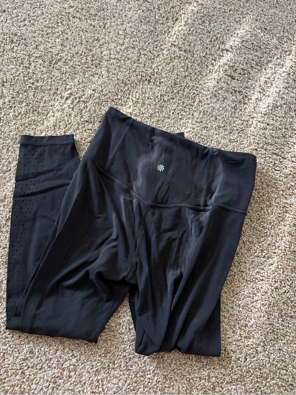 Black High-Waist Athletic Leggings with Laser-Cut Side Detail Athleta